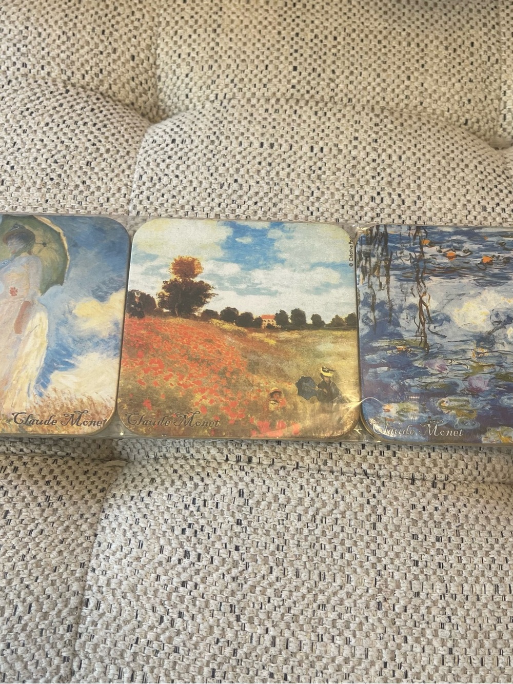 Claude Monet Art Coasters - Floral Landscape Set - Blue, Red, Green
